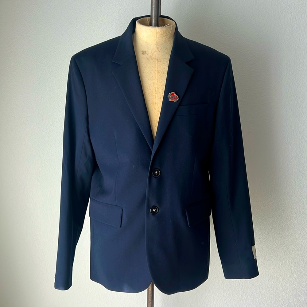 Zadig & Voltaire men's blazer size 50 navy blue with heart pin.